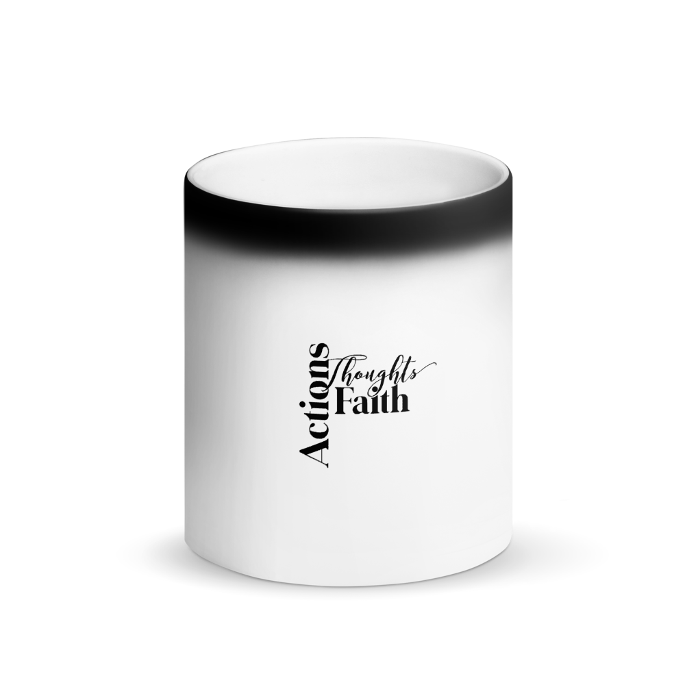 Actions, Thoughts, Faith Matte Black Magic Mug